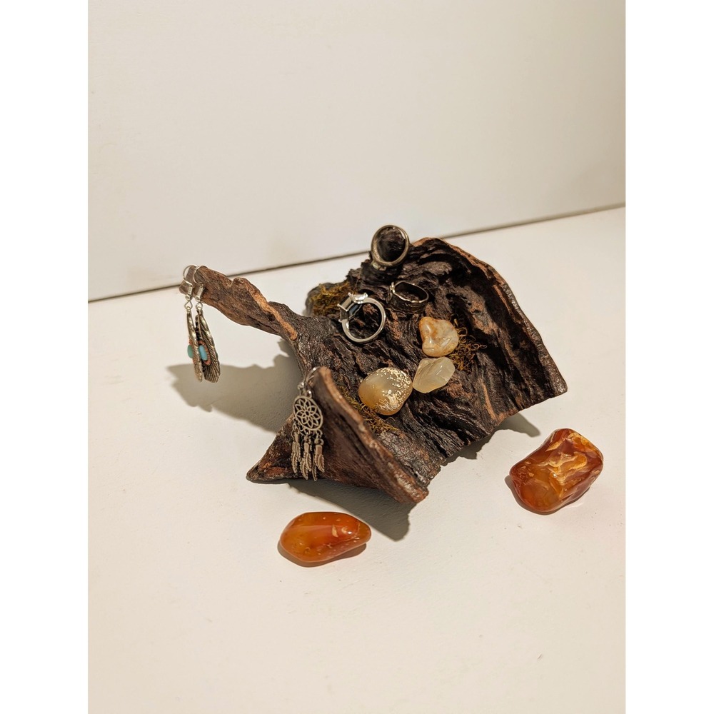 Black Locust Hollow Root Section Fairy garden or crystal stand holder 6" across